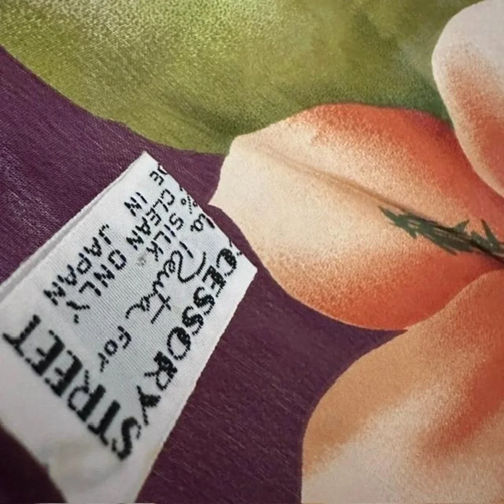 Vintage Oscar de la‎ Renta Silk Scarf Tropical Hibiscus Aubergine 31in Square